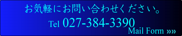 お気軽にお問い合わせください。 Tel：027-384-3390 Mail Form